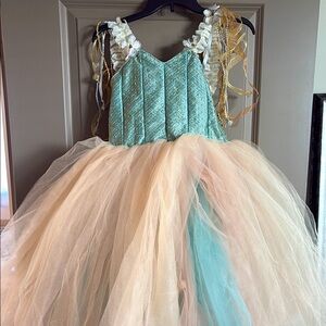 Elegant Aqua and Cream Kids Formal Dress